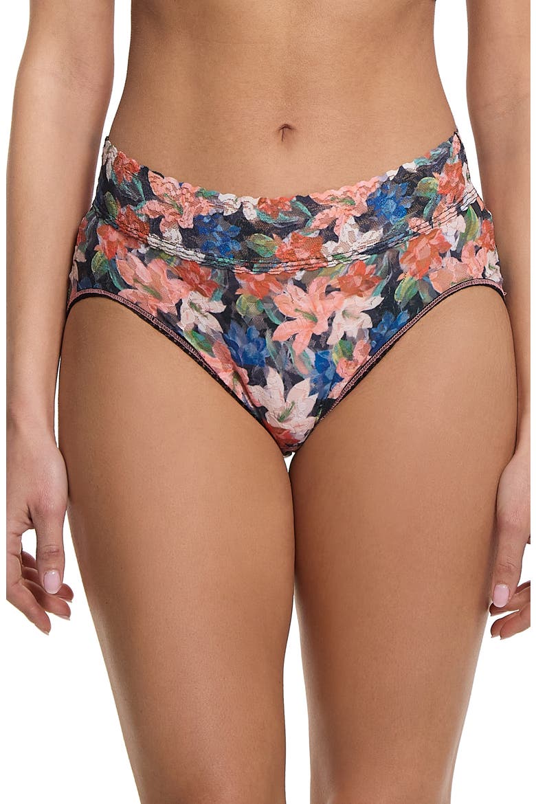 Print Signature Lace French Briefs, Main, color, WONDEROUS BLACK
