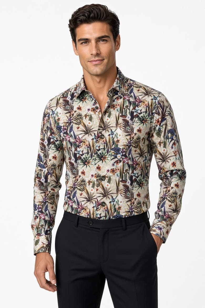 Mila Print Button-Up Long Sleeve Shirt, Alternate, color, Multicolor