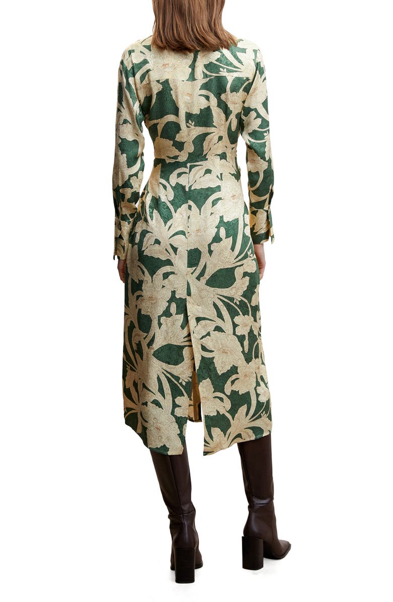 MANGO Floral Jacquard Long Sleeve Shirtdress, Alternate, color, 