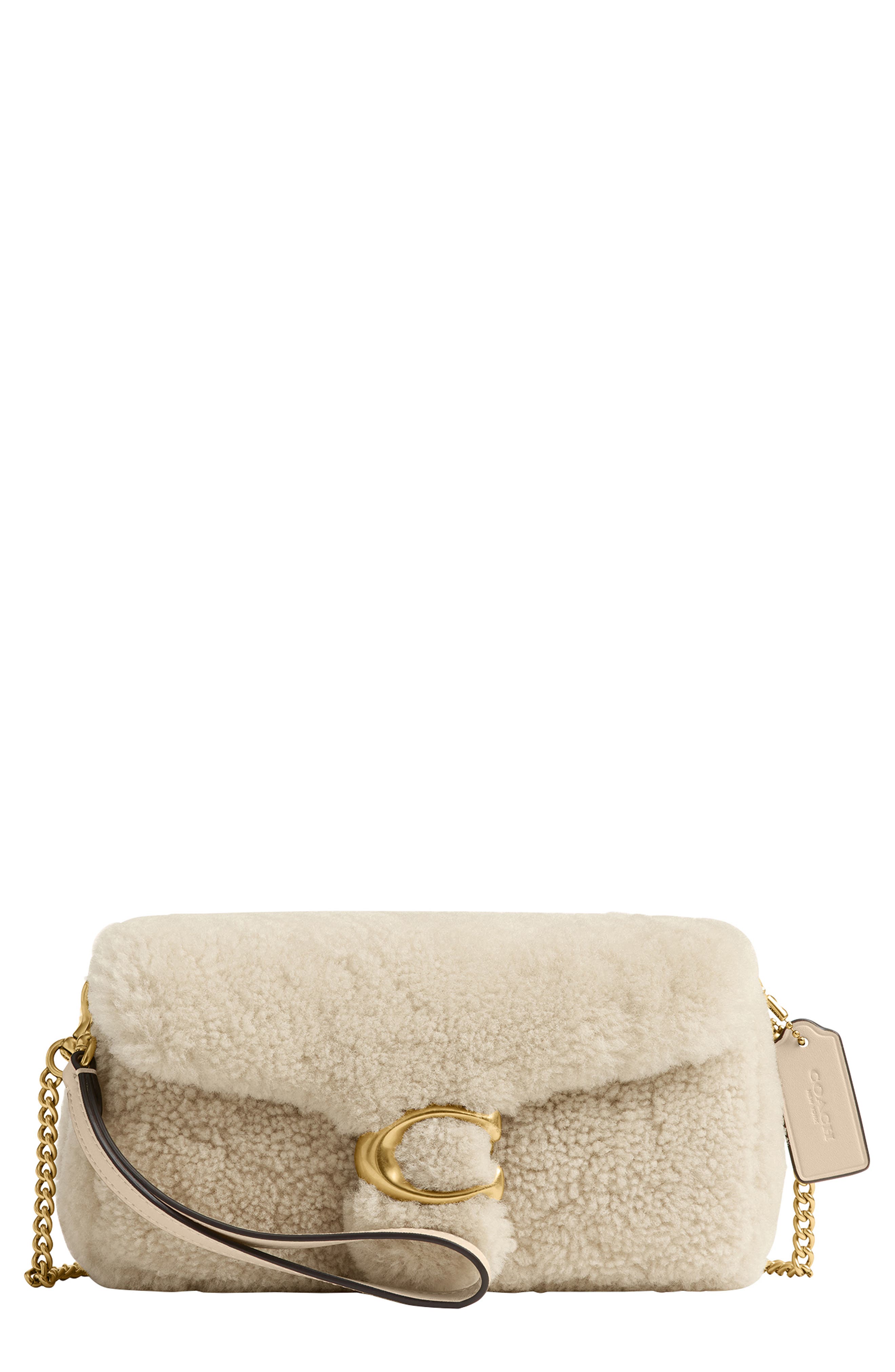 COACH Tabby 19 Genuine Shearling Shoulder Bag, Main, color, 