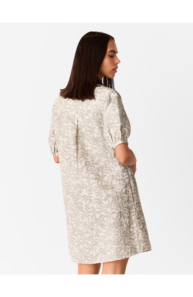 Whistles Palm Print Linen Blend Mini Dress, Alternate, color, Ivory/Multi