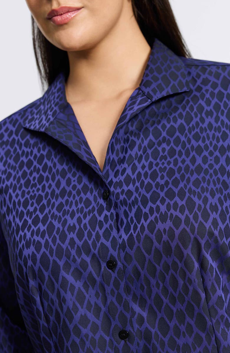 Foxcroft Katie Abstract Snakeskin Print Twill Button-Up Shirt, Alternate, color, 