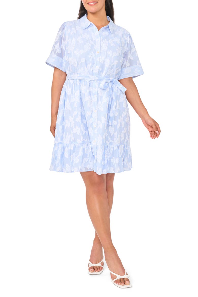Tie Waist Mini Shirtdress, Main, color, ULTRA WHITE