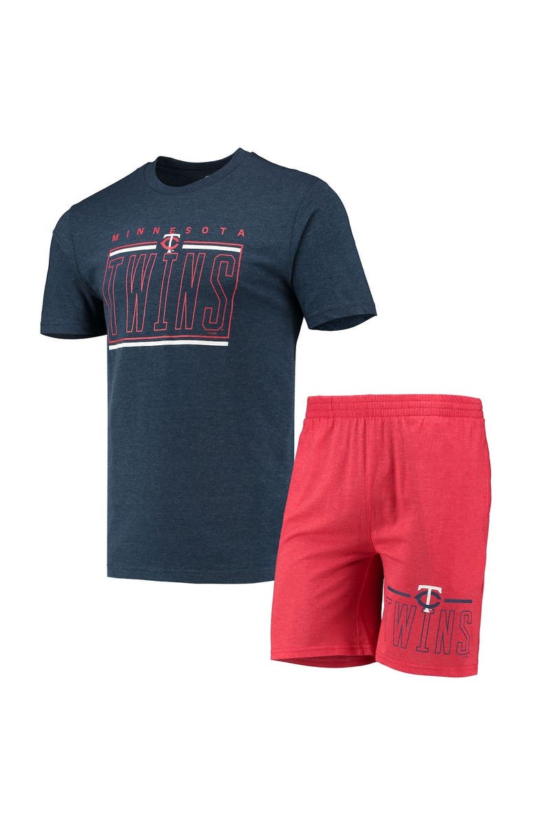 CONCEPTS SPORT Men's Concepts Sport Red/Navy Minnesota Twins Meter T-Shirt and Shorts Sleep Set, Alternate, color, Red