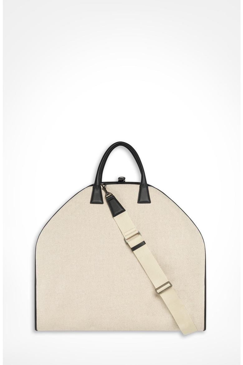 Canvas Garment Bag with Leather Trim, Alternate, color, Black