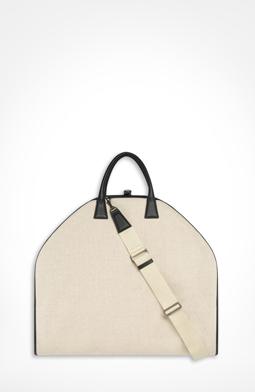 Aviteur Canvas Garment Bag With Leather Trim In Black