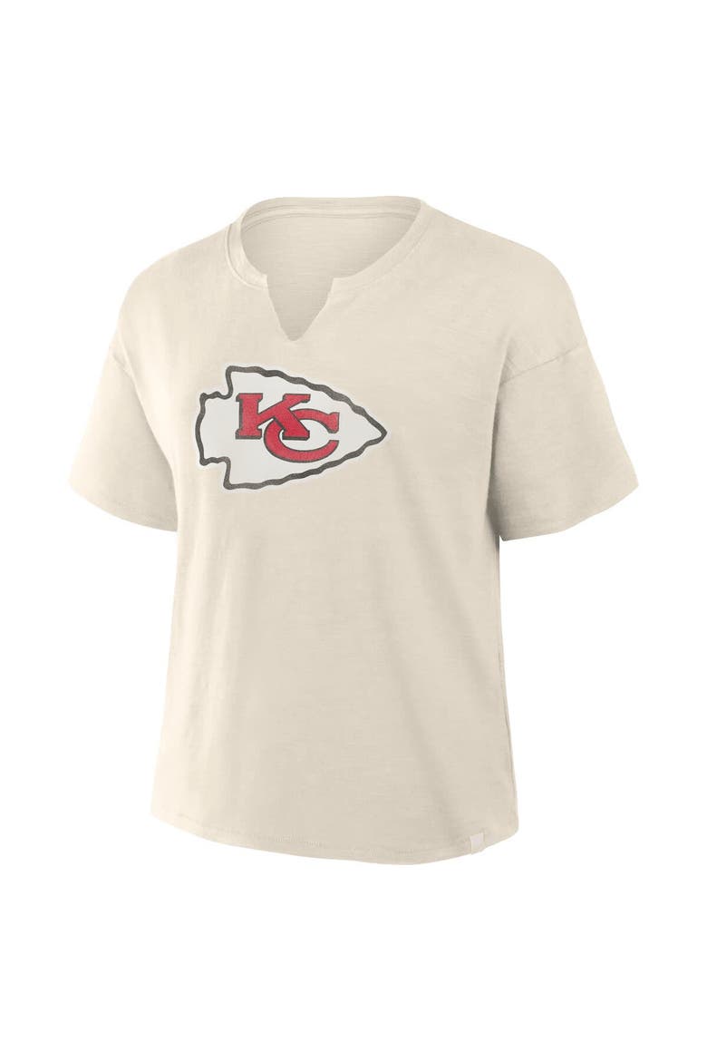 Women's Fanatics Cream Kansas City Chiefs Slub V-Neck T-Shirt, Alternate, color, Cream