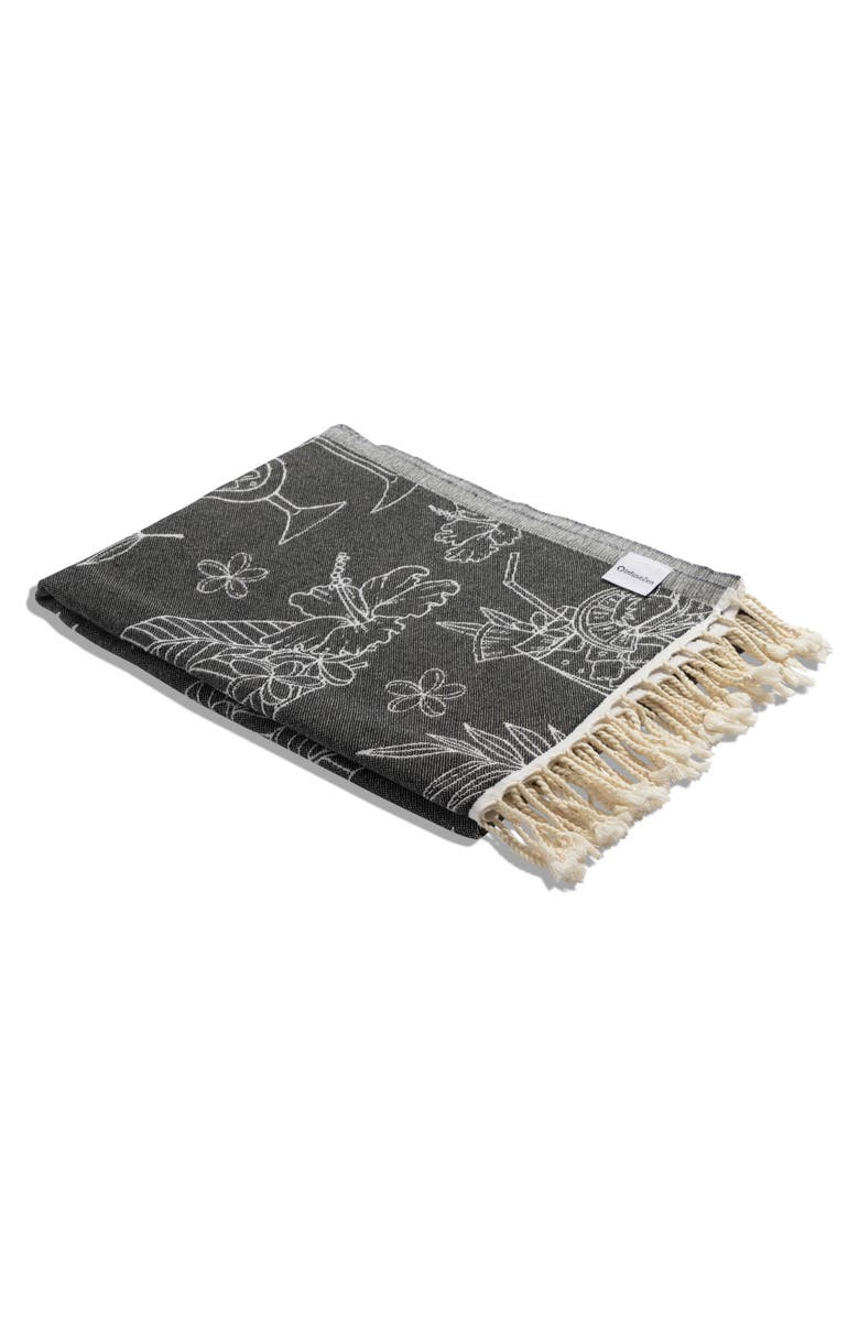 InfuseZen Tropical Drink Organic Turkish Towel, Alternate, color, Black