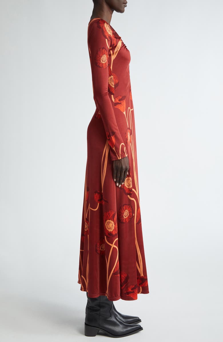 Johanna Ortiz Nectar de Amapolla Long Sleeve Stretch Satin Midi Dress, Alternate, color, 