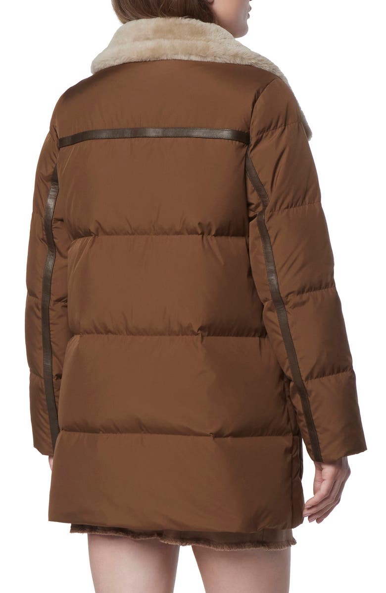 Andrew Marc Dutton Genuine Shearling Trim Down & Feather Fill Puffer Parka, Alternate, color, Sepia