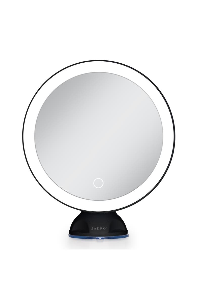 Zadro Lighted Wall Mounted Suction Cup Makeup Mirror with 10X Magnification, Main, color, Black