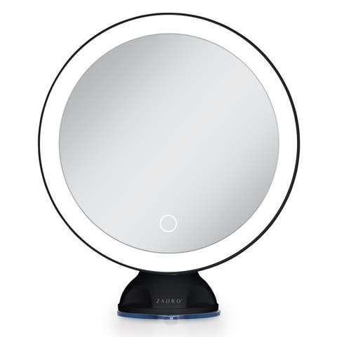 Lighted Wall Mounted Suction Cup Makeup Mirror with 10X Magnification