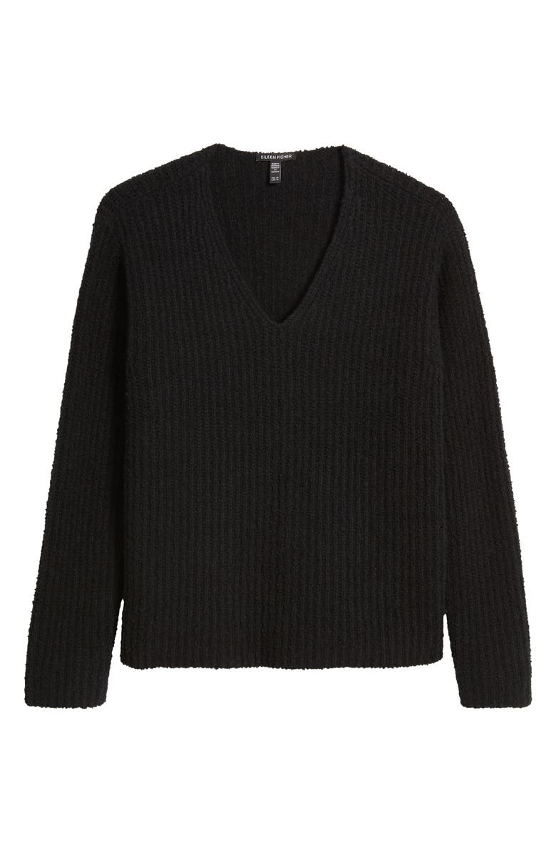 Eileen Fisher V-Neck Organic Cotton & Cashmere Blend Sweater, Alternate, color, Black