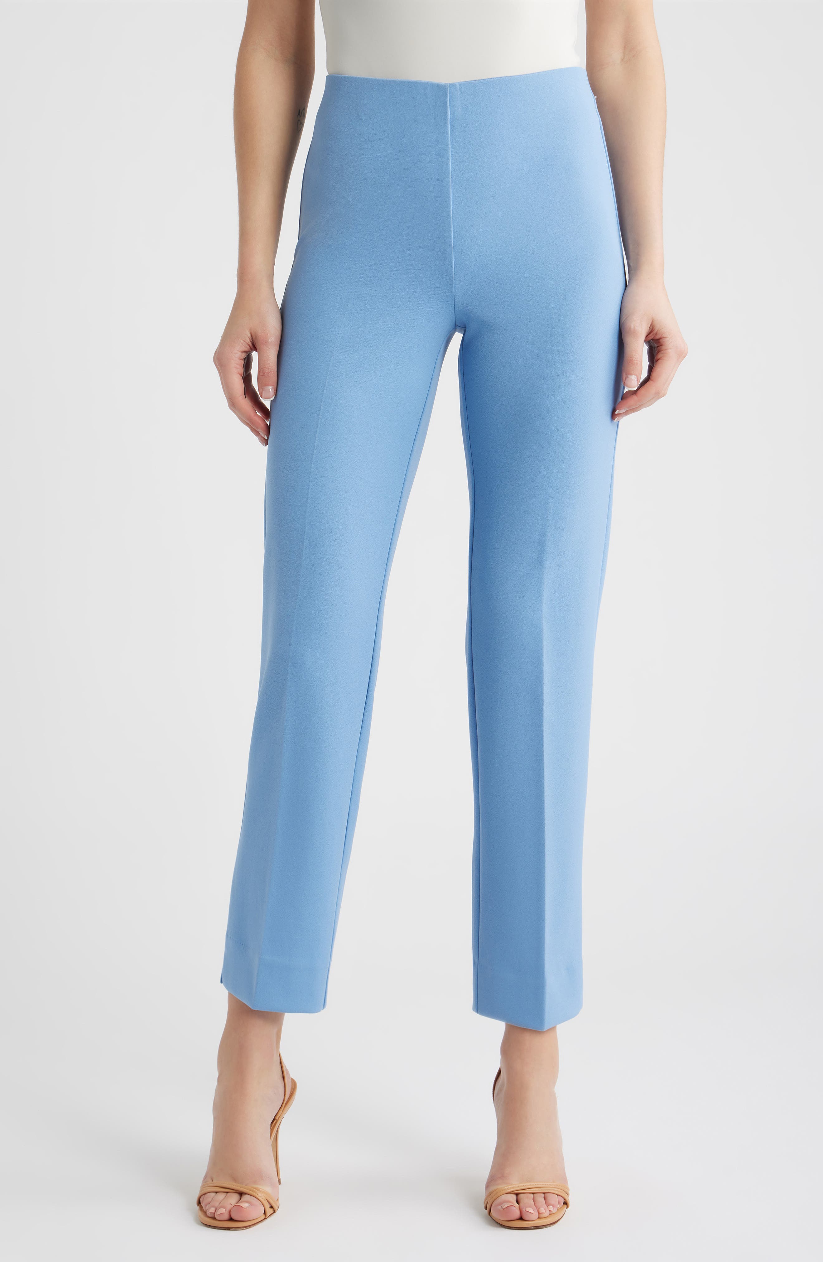 Hollywood Waist Straight Leg Ankle Pull-On Pants