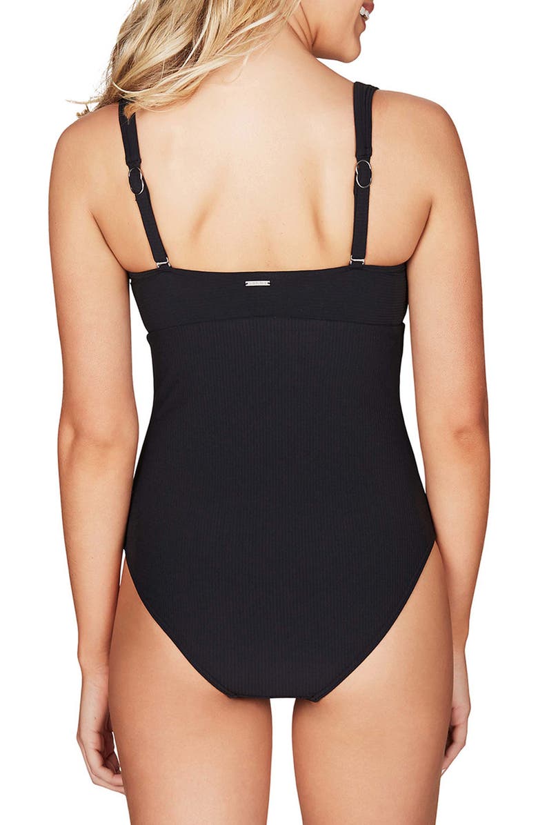 Sea Level Square Neck Ribbed One-Piece Swimsuit, Alternate, color, 