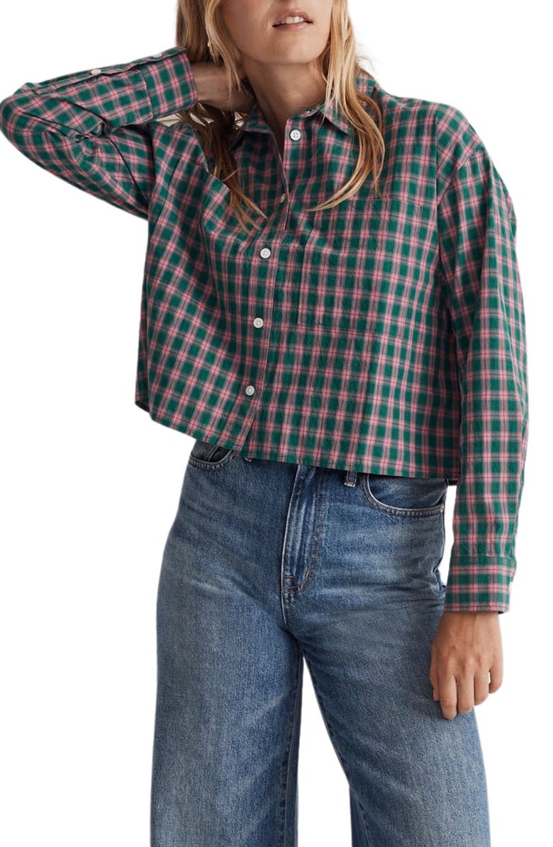 Madewell The Signature Plaid Poplin Crop Shirt, Main, color,