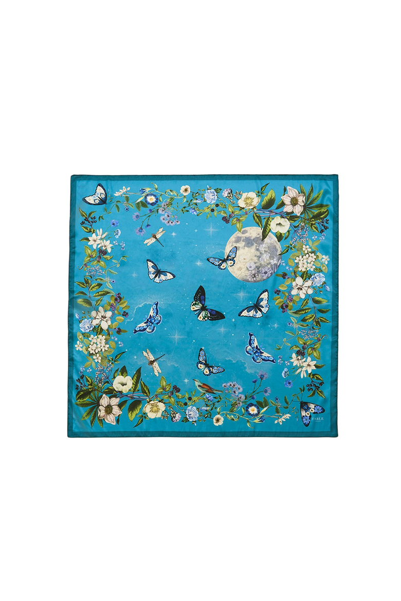 Midnight Garden Medium Square Scarf, Main, color, Teal