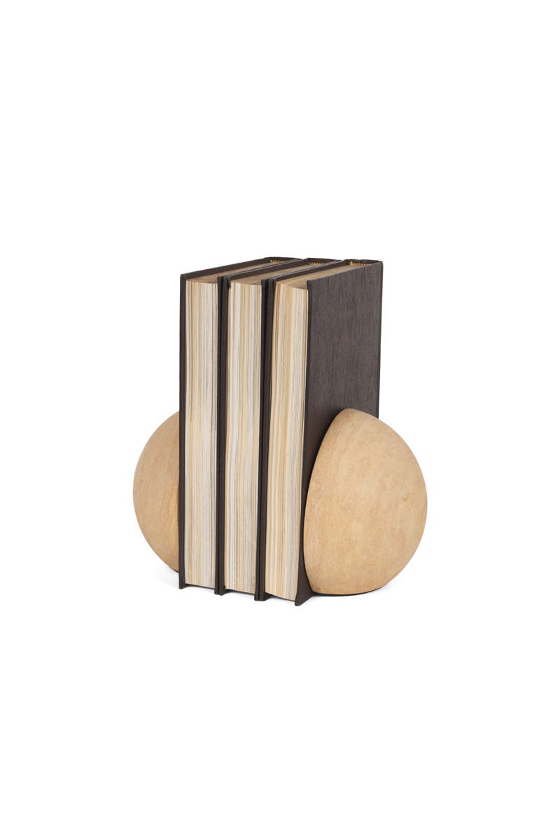 Rahmi Sandstone Orb Bookends, Main, color, Brown