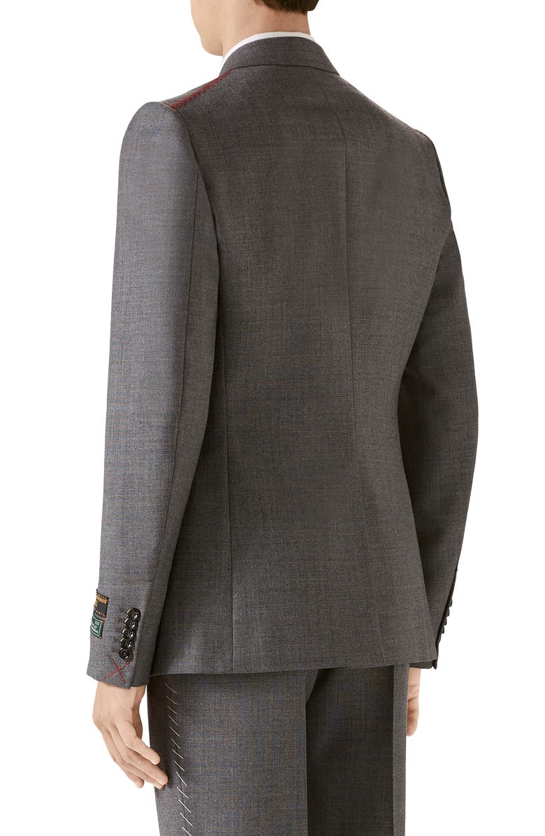 Gucci Stitch Detail Wool Sharkskin Jacket, Alternate, color, 
