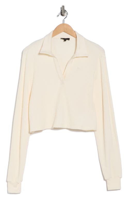 The Range Knit Crop Long Sleeve Polo Top In Neutral