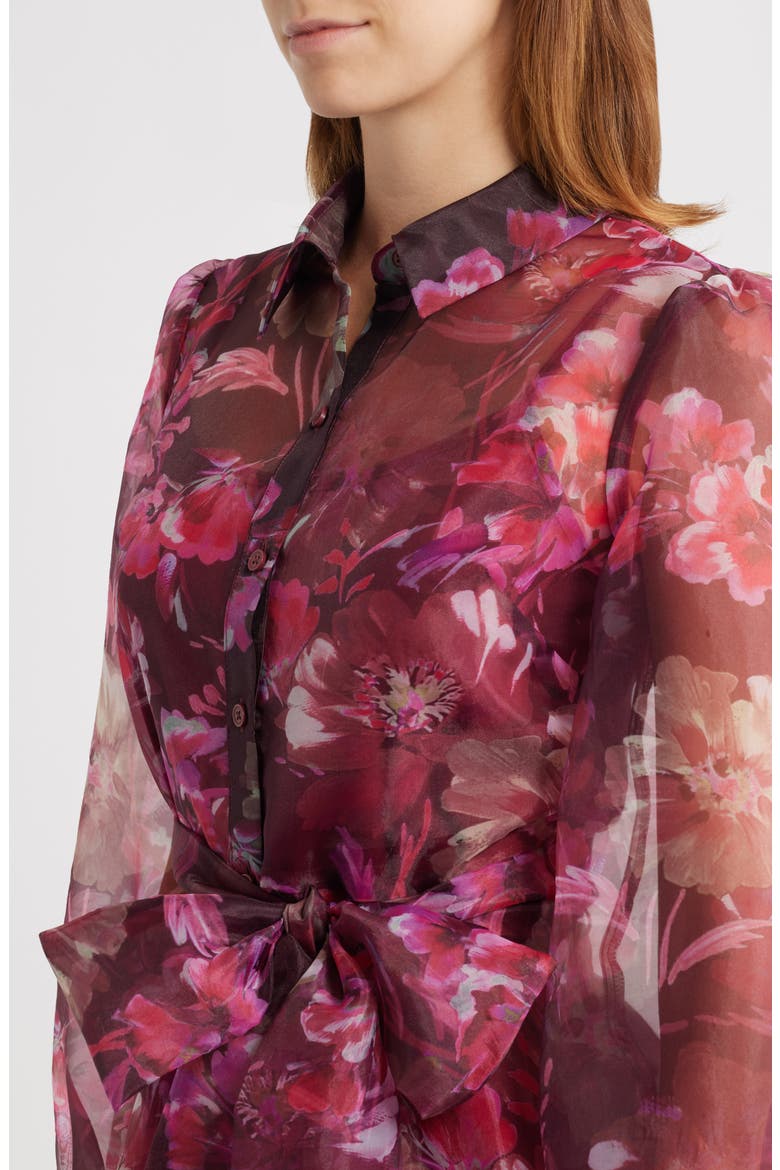 Long Sleeve Organza Shirtdress, Alternate, color, BURGUNDY PINK