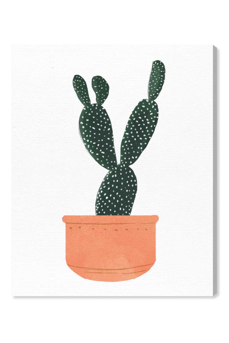 Cactus Coral Canvas Wall Art, Main, color, GREEN