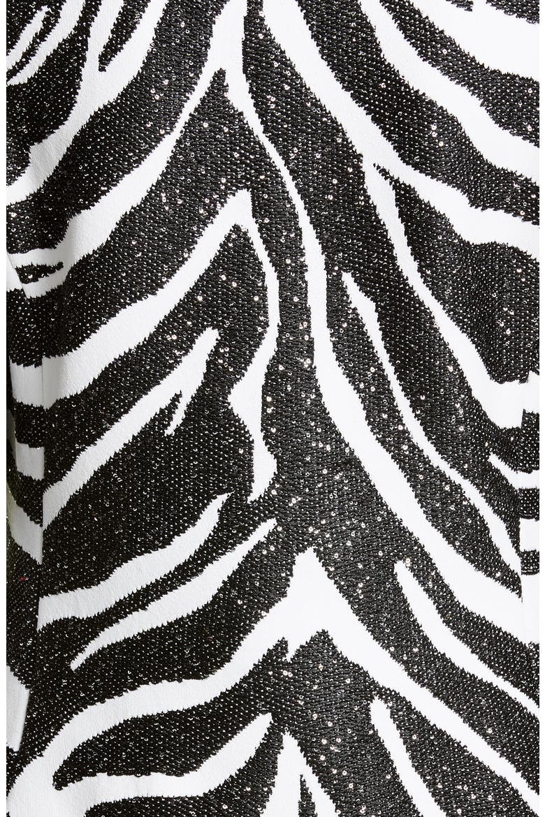 Sequin Zebra Jacquard Knit Jacket, Alternate, color, CAVIAR/ WHITE