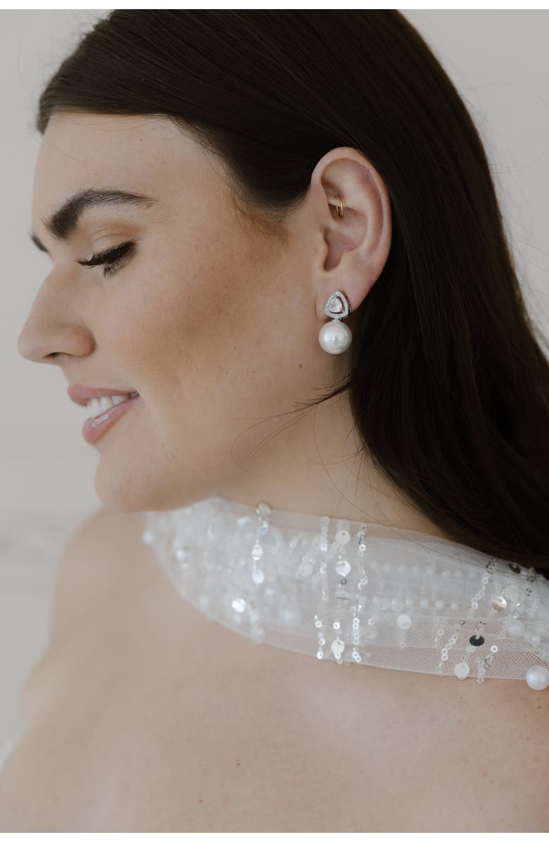 Untamed Petals Legacy Pearl Drop Earrings, Alternate, color, Silver