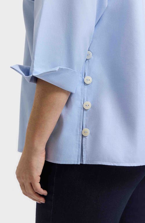 Foxcroft Beatrice Side Button Shirt In Soft Blue