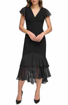 Mixed Media High-Low Dress