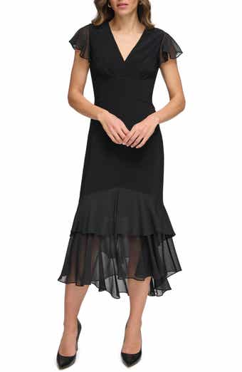 Mixed Media High-Low Dress