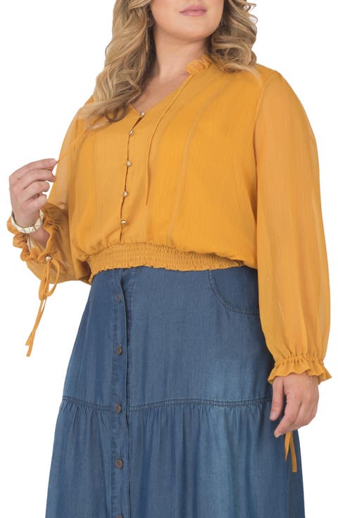 Standard & Practices Tie Neck Chiffon Top