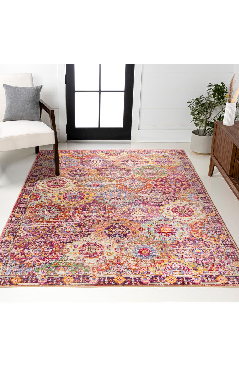 JONATHAN Y Flori Bohemian Medallion Deep Fuchsia Area Rug, Alternate, color, Deep Fuchsia