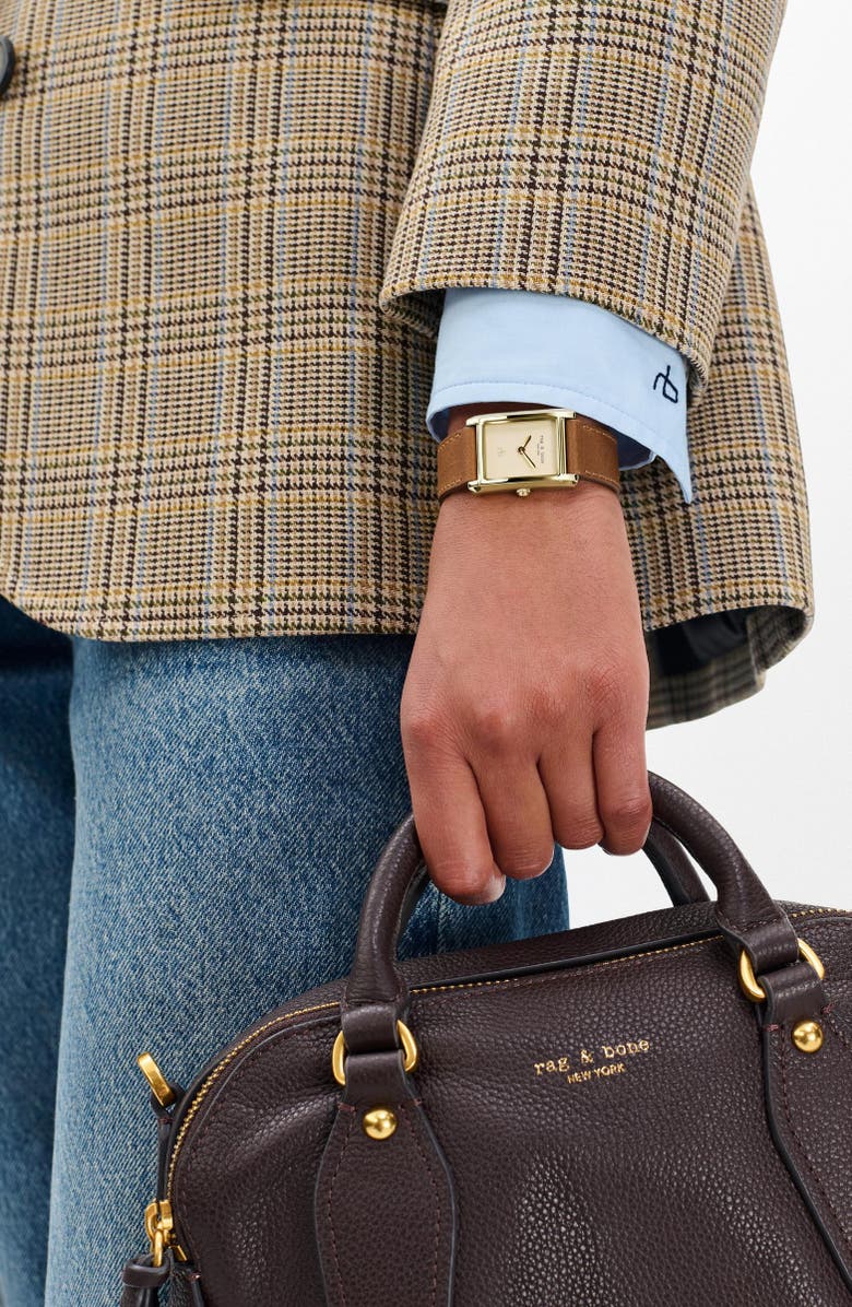 rag & bone Brynn Leather Strap Watch, 22.5mm, Alternate, color, Tan