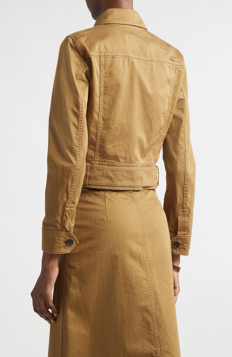 Saint Laurent Crop Cotton Serge Jacket, Alternate, color, Chatain