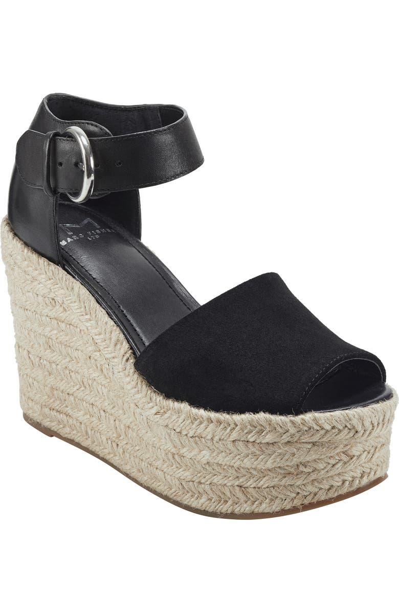 Marc Fisher LTD Alita Platform Wedge Espadrille Sandal, Main, color, Black 001