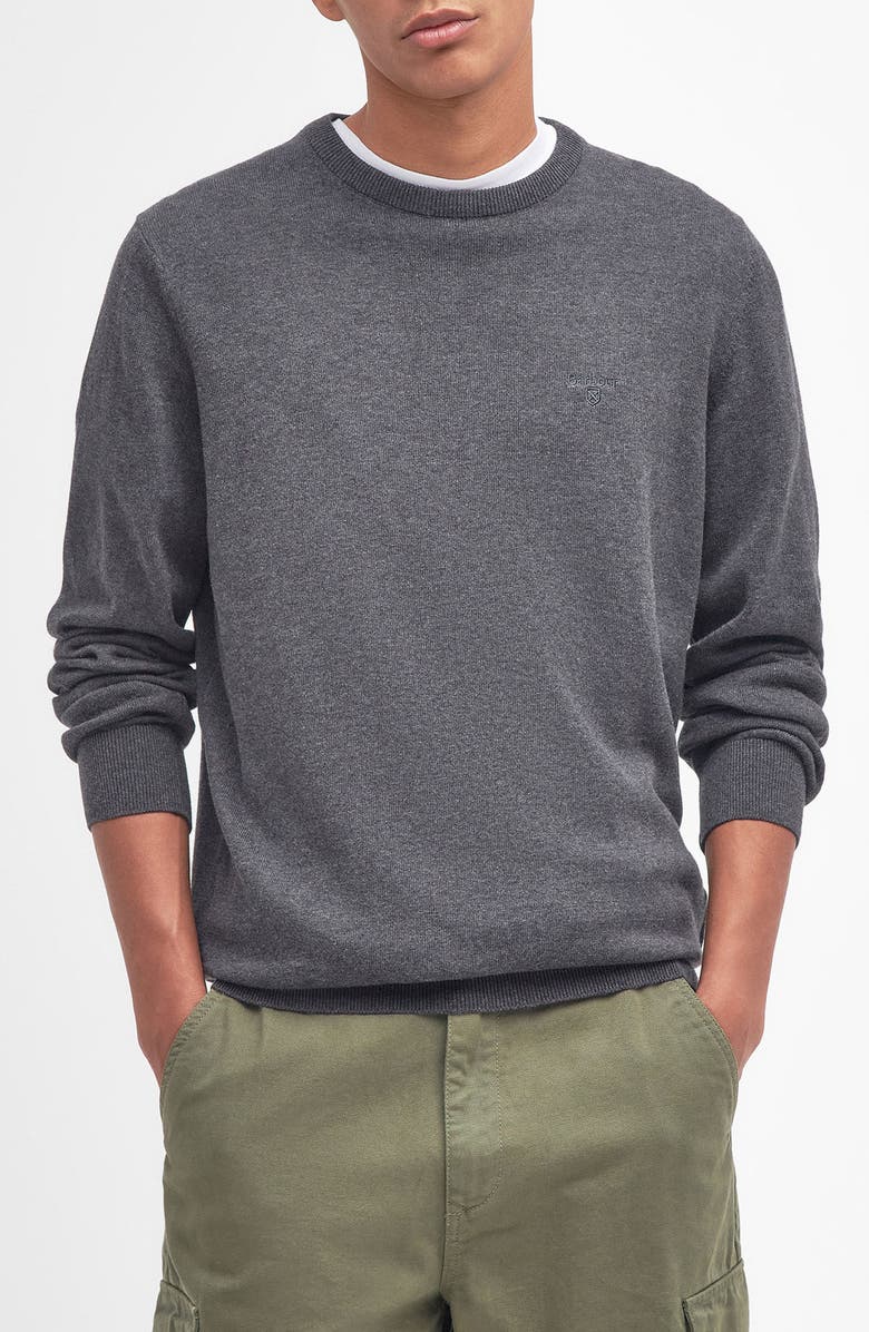 Barbour Pima Cotton Crewneck Sweater, Main, color, Charcoal