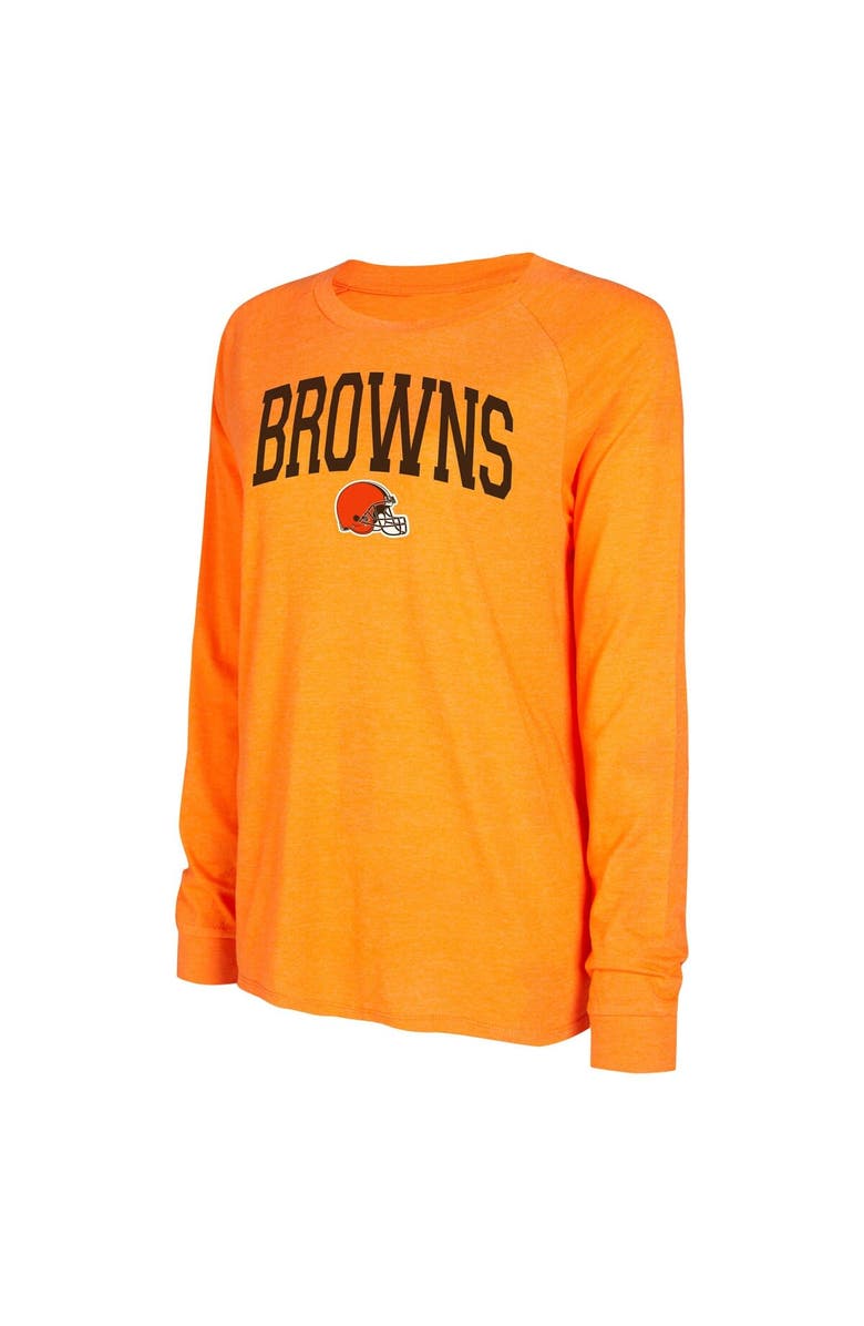 CONCEPTS SPORT Women's Concepts Sport Gray/Orange Cleveland Browns Raglan Long Sleeve T-Shirt & Shorts Lounge Set, Alternate, color,