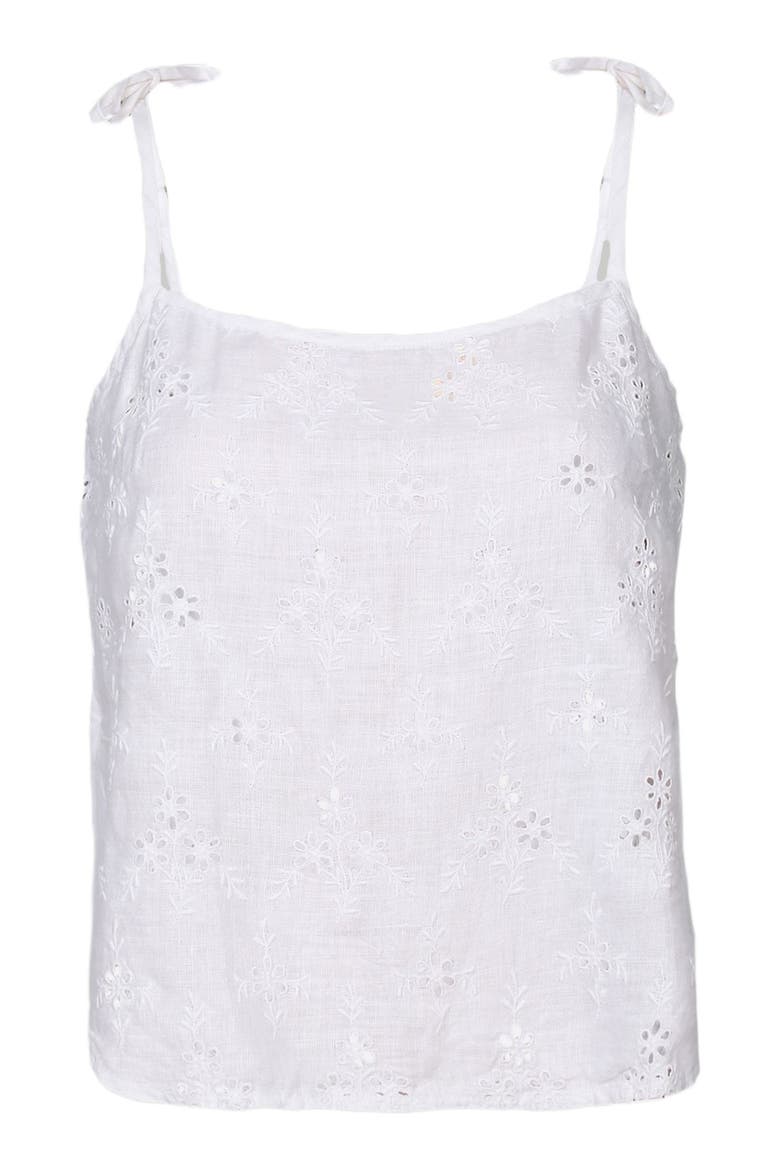 Tie-up Embroidered Camisole Top, Alternate, color, White Embroidered