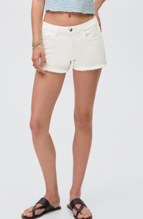 Mango Teen Fray Hem Low Rise Shorts In White