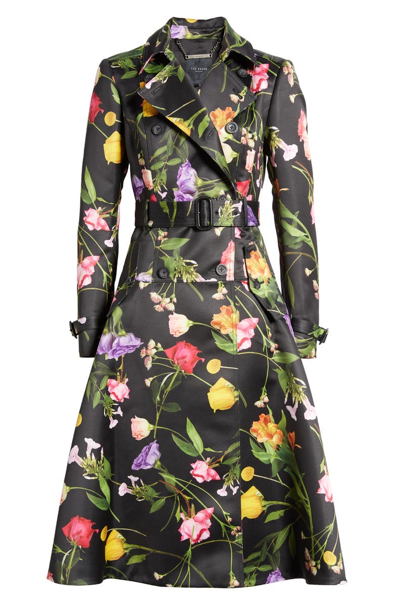 Ted Baker London Moiraa Floral Double Breasted Trench Coat, Alternate, color,