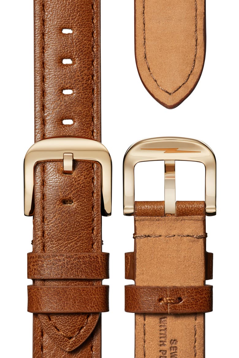 Canfield Leather Strap Watch, 38mm, Alternate, color, WHITE MOTHER OF PEARL