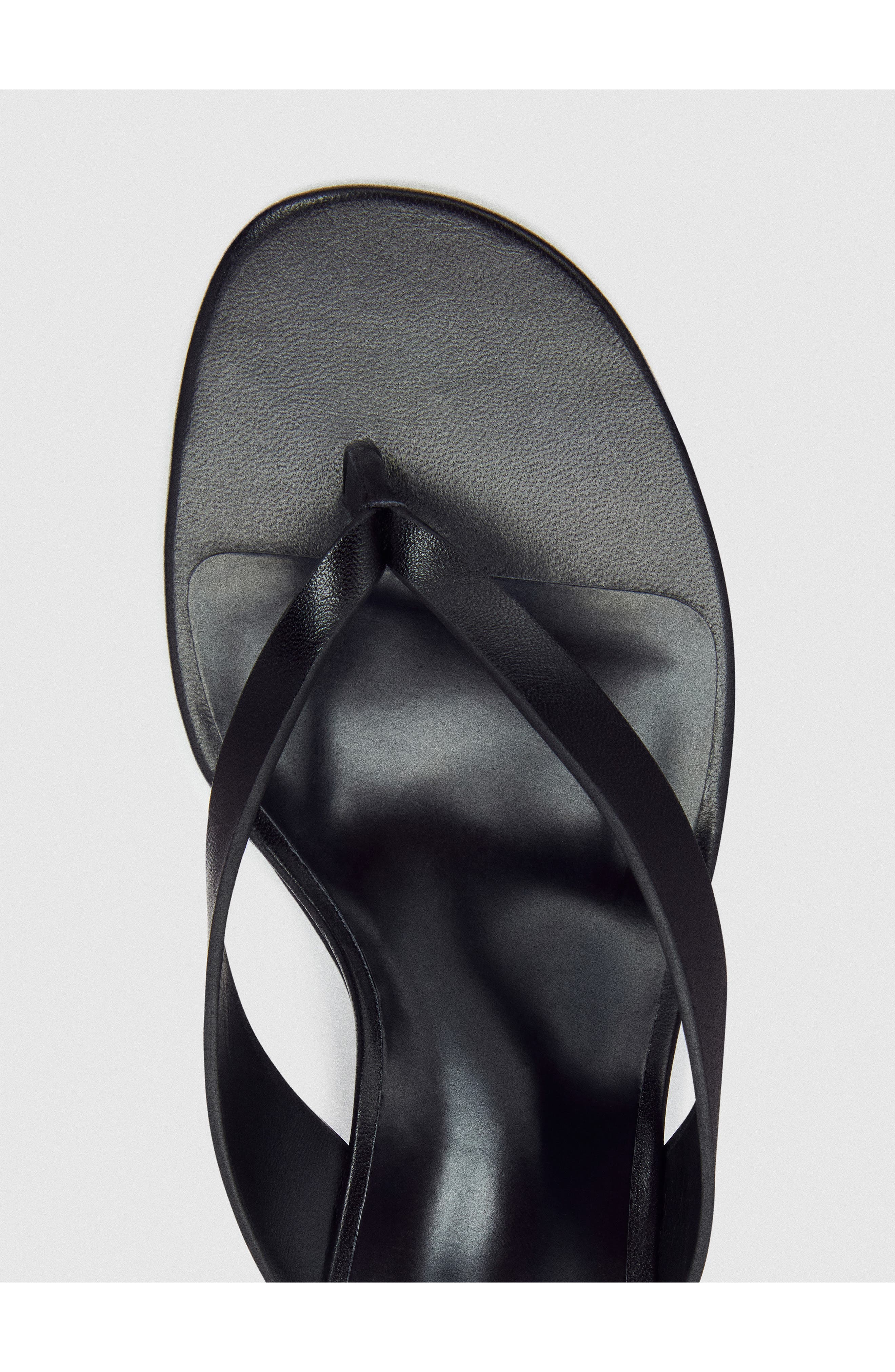 Reformation Jessie Wedge Thong Sandal, Alternate, color, Black Leather