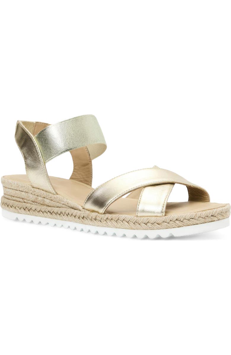 Aquatalia Almeria Weatherproof Slingback Espadrille Platform Wedge Sandal, Main, color, Champagne Metallic