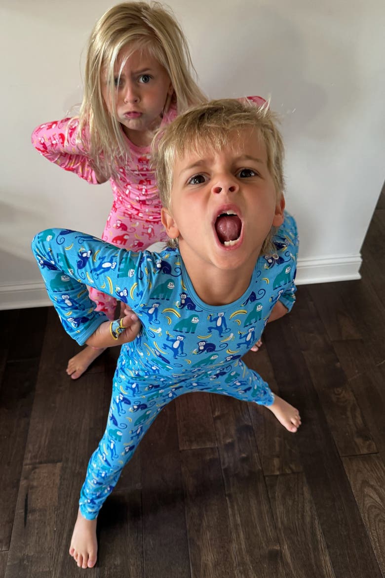 Long Sleeve Pajama Set - Monkeying Around Blue, Alternate, color, Monkeying Around Blue