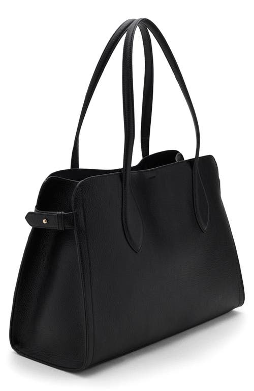 Mango Medium Pebbled Faux Leather Handbag In Black