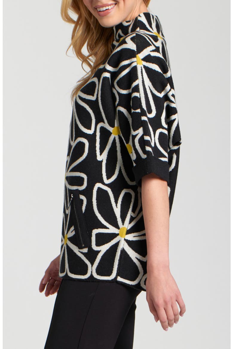 Whimsical Floral Sweater, Alternate, color, BLACK/ WHITE