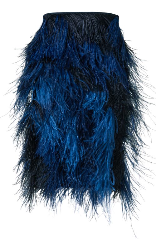Akris Feather Front Wool Blend Pencil Skirt In Blue