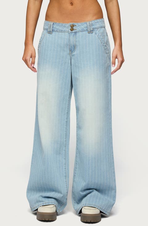 Cory Stripe Low Rise Wide Leg Jeans