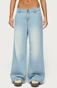 EDIKTED Cory Stripe Low Rise Wide Leg Jeans